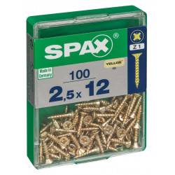 Lot de 100 vis acier tête fraisée pozidriv SPAX, Diam.2.5 mm x L.12 mm - SPAX