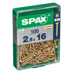 Lot de 100 vis acier tête fraisée pozidriv SPAX, Diam.2.5 mm x L.16 mm - SPAX