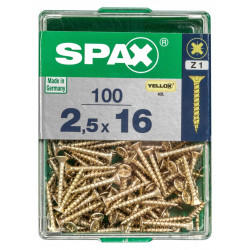 Lot de 100 vis acier tête fraisée pozidriv SPAX, Diam.2.5 mm x L.16 mm - SPAX