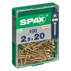 Lot de 100 vis acier tête fraisée pozidriv SPAX, Diam.2.5 mm x L.20 mm - SPAX