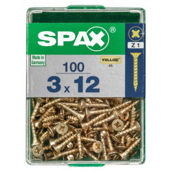 Lot de 100 vis acier tête fraisée pozidriv SPAX, Diam.3 mm x L.12 mm - SPAX