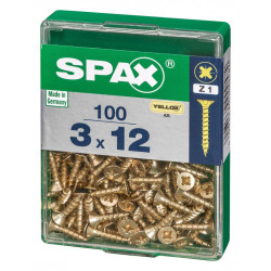 Lot de 100 vis acier tête fraisée pozidriv SPAX, Diam.3 mm x L.12 mm - SPAX