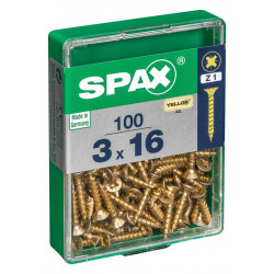 Lot de 100 vis acier tête fraisée pozidriv SPAX, Diam.3 mm x L.16 mm de marque SPAX, référence: B6186300