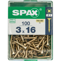 Lot de 100 vis acier tête fraisée pozidriv SPAX, Diam.3 mm x L.16 mm - SPAX