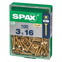 Lot de 100 vis acier tête fraisée pozidriv SPAX, Diam.3 mm x L.16 mm - SPAX