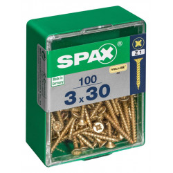 Lot de 100 vis acier tête fraisée pozidriv SPAX, Diam.3 mm x L.30 mm - SPAX