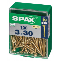 Lot de 100 vis acier tête fraisée pozidriv SPAX, Diam.3 mm x L.30 mm - SPAX