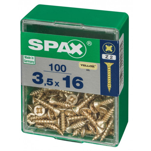 Lot de 100 vis acier tête fraisée pozidriv SPAX, Diam.3.5 mm x L.16 mm - SPAX