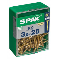 Lot de 100 vis acier tête fraisée pozidriv SPAX, Diam.3.5 mm x L.25 mm - SPAX