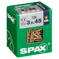 Lot de 100 vis acier tête fraisée pozidriv SPAX, Diam.3.5 mm x L.45 mm de marque SPAX, référence: B6187000