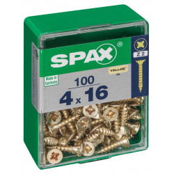 Lot de 100 vis acier tête fraisée pozidriv SPAX, Diam.4 mm x L.16 mm de marque SPAX, référence: B6187100