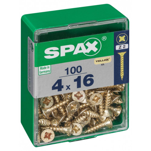 Lot de 100 vis acier tête fraisée pozidriv SPAX, Diam.4 mm x L.16 mm - SPAX