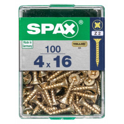 Lot de 100 vis acier tête fraisée pozidriv SPAX, Diam.4 mm x L.16 mm - SPAX