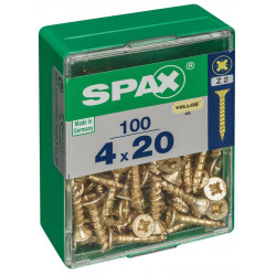 Lot de 100 vis acier tête fraisée pozidriv SPAX, Diam.4 mm x L.20 mm de marque SPAX, référence: B6187200