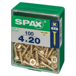 Lot de 100 vis acier tête fraisée pozidriv SPAX, Diam.4 mm x L.20 mm - SPAX