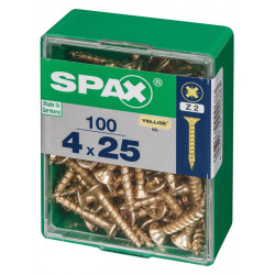 Lot de 100 vis acier tête fraisée pozidriv SPAX, Diam.4 mm x L.25 mm - SPAX