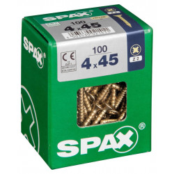 Lot de 100 vis acier tête fraisée pozidriv SPAX, Diam.4 mm x L.45 mm de marque SPAX, référence: B6187400