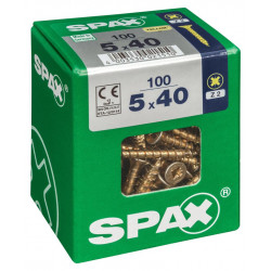 Lot de 100 vis acier tête fraisée pozidriv SPAX, Diam.5 mm x L.40 mm de marque SPAX, référence: B6187800