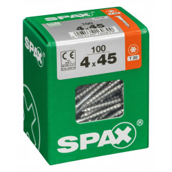 Lot de 100 vis acier tête fraisée torx SPAX, Diam.4 mm x L.45 mm de marque SPAX, référence: B6187900