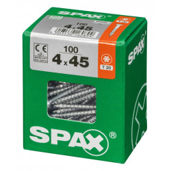 Lot de 100 vis acier tête fraisée torx SPAX, Diam.4 mm x L.45 mm - SPAX