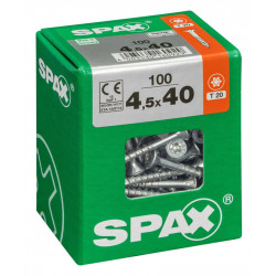 Lot de 100 vis acier tête fraisée torx SPAX, Diam.4.5 mm x L.40 mm de marque SPAX, référence: B6188000