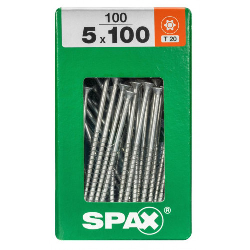 Lot de 100 vis acier tête fraisée torx SPAX, Diam.5 mm x L.100 mm - SPAX