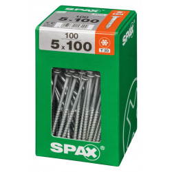 Lot de 100 vis acier tête fraisée torx SPAX, Diam.5 mm x L.100 mm - SPAX