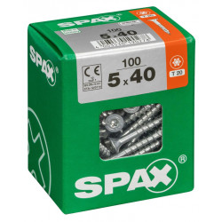 Lot de 100 vis acier tête fraisée torx SPAX, Diam.5 mm x L.40 mm de marque SPAX, référence: B6188200
