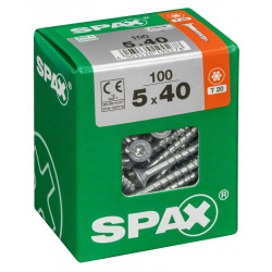 Lot de 100 vis acier tête fraisée torx SPAX, Diam.5 mm x L.40 mm - SPAX