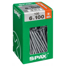 Lot de 100 vis acier tête fraisée torx SPAX, Diam.6 mm x L.100 mm de marque SPAX, référence: B6188300