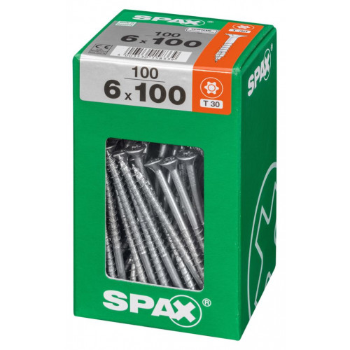 Lot de 100 vis acier tête fraisée torx SPAX, Diam.6 mm x L.100 mm - SPAX