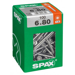 Lot de 100 vis acier tête fraisée torx SPAX, Diam.6 mm x L.80 mm - SPAX