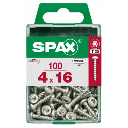 Lot de 100 vis acier tête ronde pozidriv SPAX, Diam.4 mm x L.16 mm - SPAX