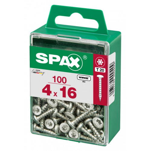 Lot de 100 vis acier tête ronde pozidriv SPAX, Diam.4 mm x L.16 mm - SPAX