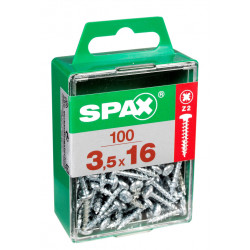 Lot de 100 vis acier tête ronde SPAX, Diam.3.5 mm x L.16 mm de marque SPAX, référence: B6188600