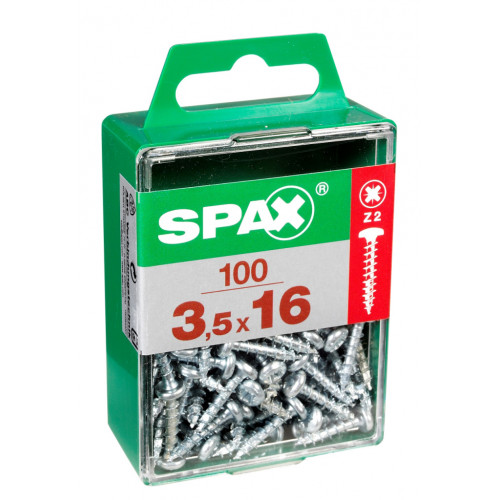 Lot de 100 vis acier tête ronde SPAX, Diam.3.5 mm x L.16 mm - SPAX