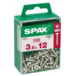 Lot de 100 vis acier tête ronde torx SPAX, Diam.3.5 mm x L.12 mm - SPAX