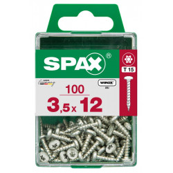 Lot de 100 vis acier tête ronde torx SPAX, Diam.3.5 mm x L.12 mm - SPAX