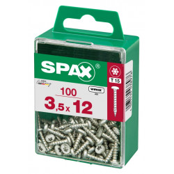 Lot de 100 vis acier tête ronde torx SPAX, Diam.3.5 mm x L.12 mm - SPAX