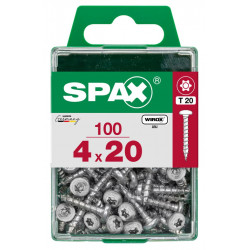 Lot de 100 vis acier tête ronde torx SPAX, Diam.4 mm x L.20 mm - SPAX