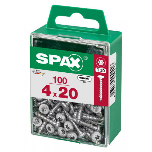 Lot de 100 vis acier tête ronde torx SPAX, Diam.4 mm x L.20 mm - SPAX