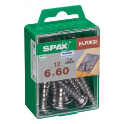 Lot de 12 vis acier tête fraisée bombée torx SPAX, Diam.6 mm x L.60 mm - SPAX