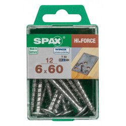 Lot de 12 vis acier tête fraisée bombée torx SPAX, Diam.6 mm x L.60 mm - SPAX