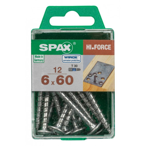 Lot de 12 vis acier tête fraisée bombée torx SPAX, Diam.6 mm x L.60 mm - SPAX