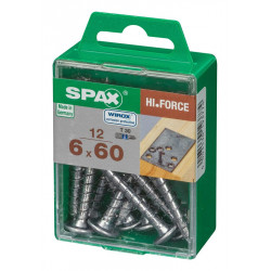 Lot de 12 vis acier tête fraisée bombée torx SPAX, Diam.6 mm x L.60 mm - SPAX