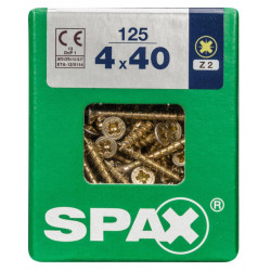 Lot de 125 vis acier tête fraisée pozidriv SPAX, Diam.4 mm x L.40 mm - SPAX