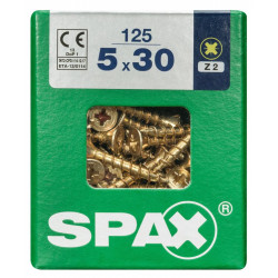 Lot de 125 vis acier tête fraisée pozidriv SPAX, Diam.5 mm x L.30 mm - SPAX