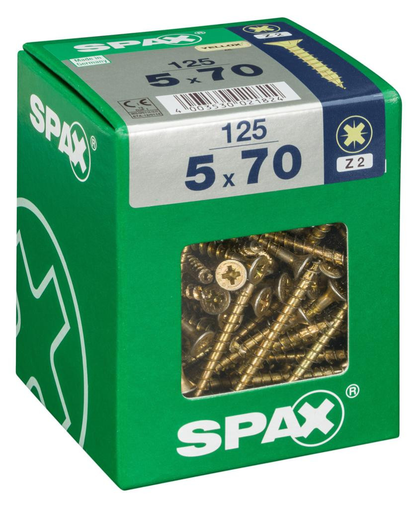 Lot de 125 vis acier tête fraisée pozidriv SPAX Diam.5 mm x .70 mm - vue 2