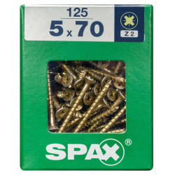 Lot de 125 vis acier tête fraisée pozidriv SPAX, Diam.5 mm x L.70 mm - SPAX