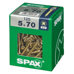 Lot de 125 vis acier tête fraisée pozidriv SPAX, Diam.5 mm x L.70 mm - SPAX